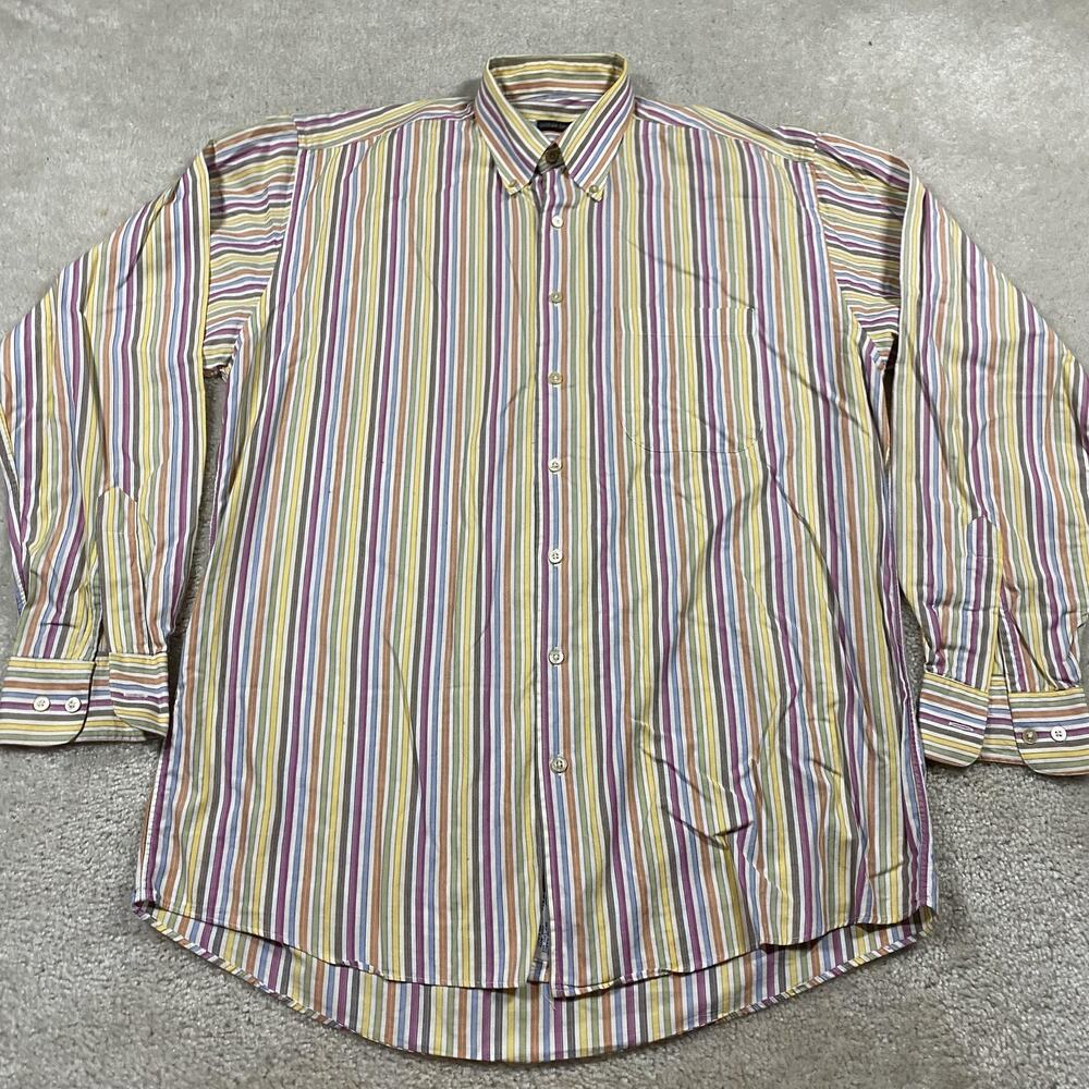 Vintage‎ Gitman Bros Shirt Mens XL Multicolor Stripe Button Down USA Cotton